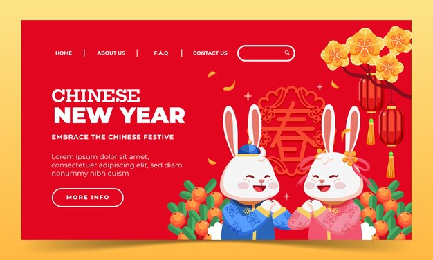 Flat chinese new year landing page template