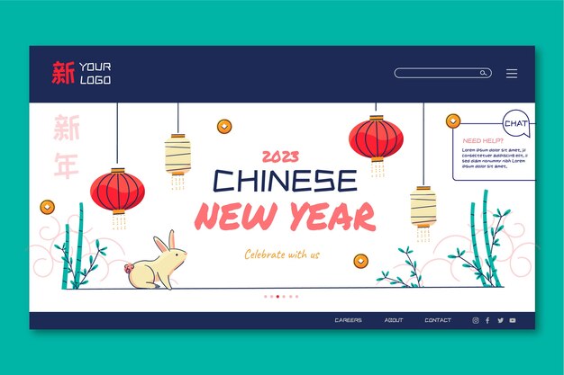 Flat chinese new year landing page template