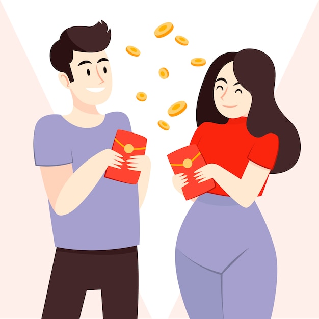 Flat chinese new year lucky money illustration