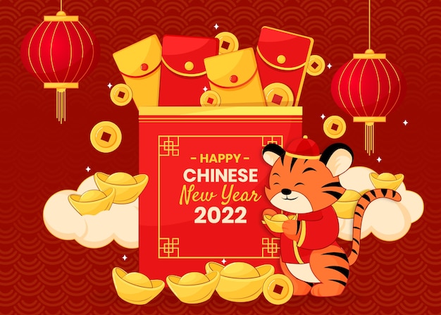 Flat chinese new year lucky money illustration