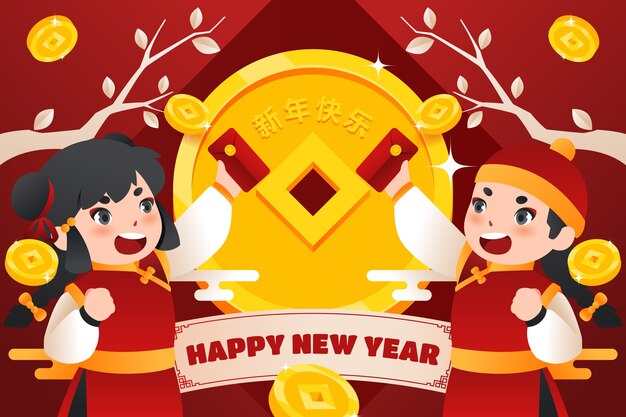 Flat chinese new year lucky money illustration