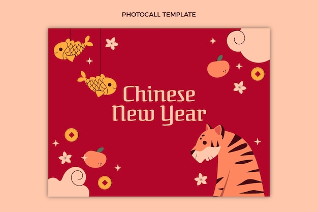 Free Vector flat chinese new year photocall template