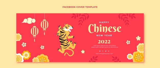 Flat chinese new year social media cover template