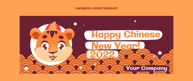 Flat chinese new year social media cover template