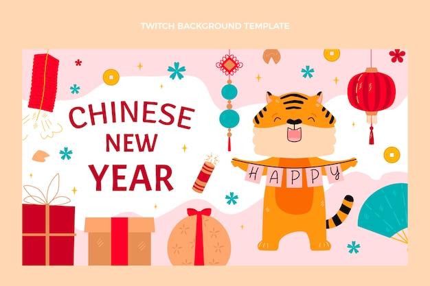 Flat chinese new year twitch background