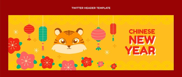 Flat chinese new year twitter header