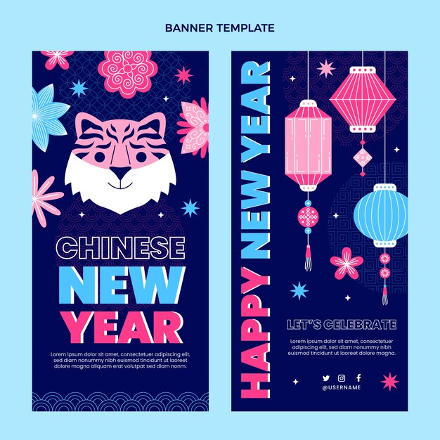 Flat chinese new year vertical banners set