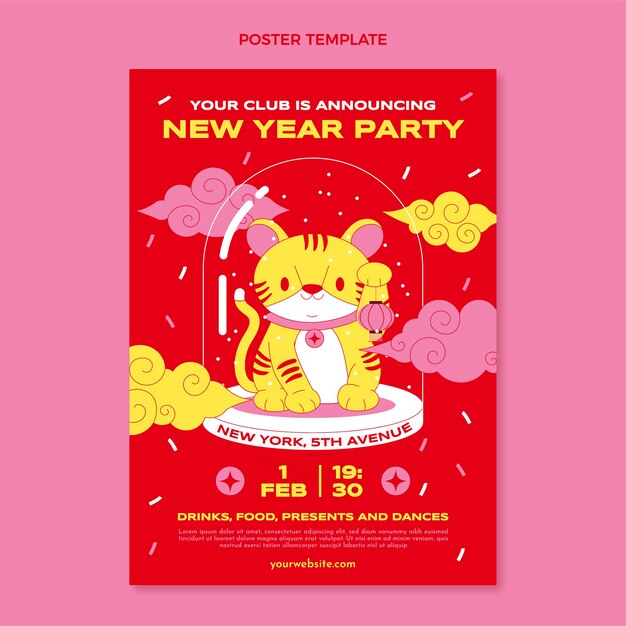 Flat chinese new year vertical poster template