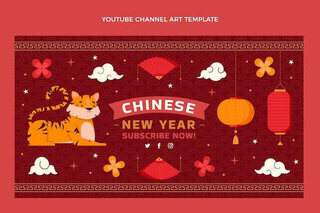 Flat chinese new year youtube channel art