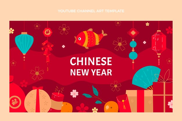 Flat chinese new year youtube channel art