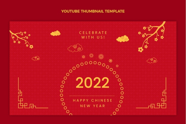 Free Vector flat chinese new year youtube thumbnail