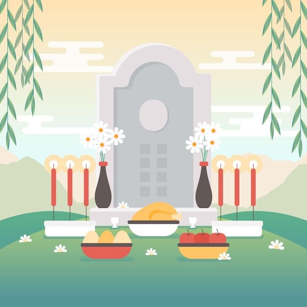 Free Vector flat ching ming festival illustration