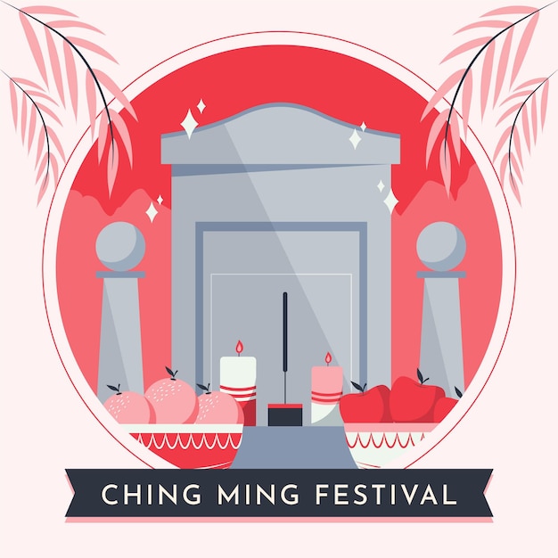 Flat ching ming festival illustration