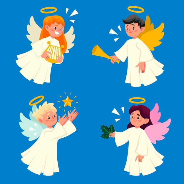 Flat christmas angel collection