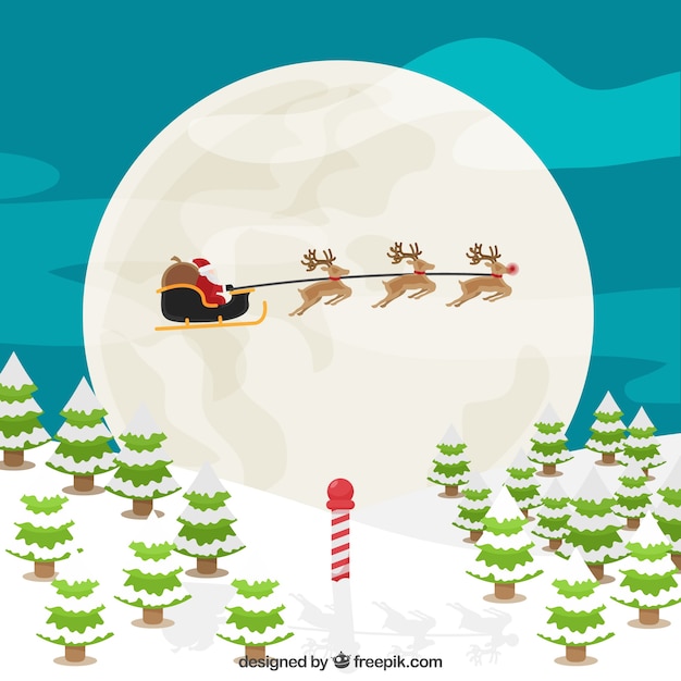 Free Vector flat christmas background with sledge