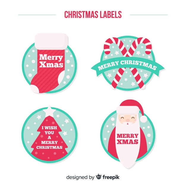 Flat christmas badge collection