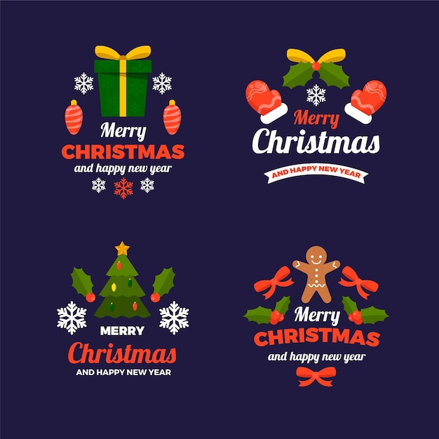 Flat christmas badges collection