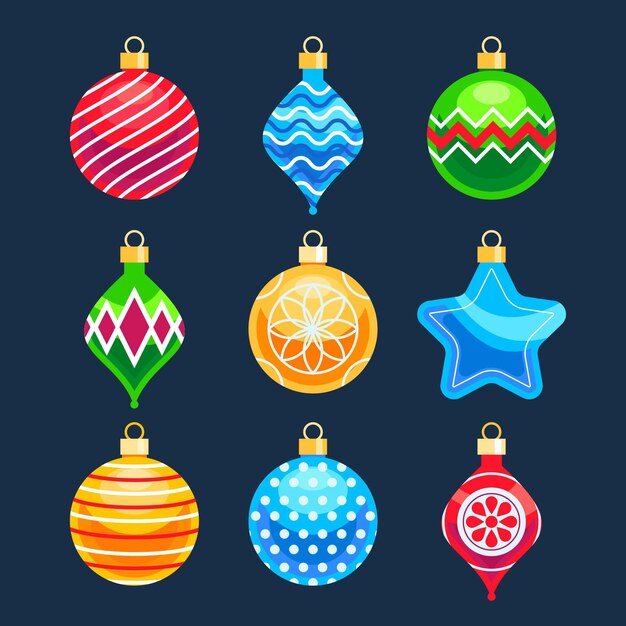 Flat christmas ball ornaments collection