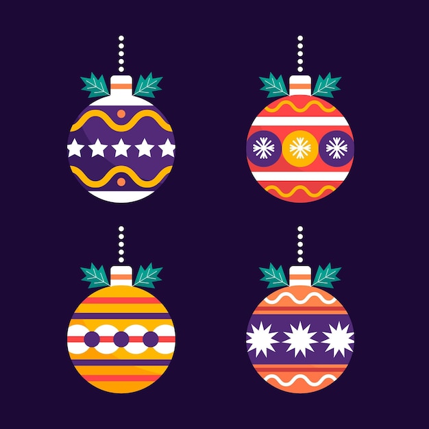 Flat christmas ball ornaments collection