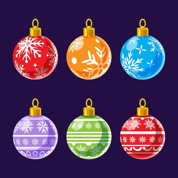 Flat christmas ball ornaments collection