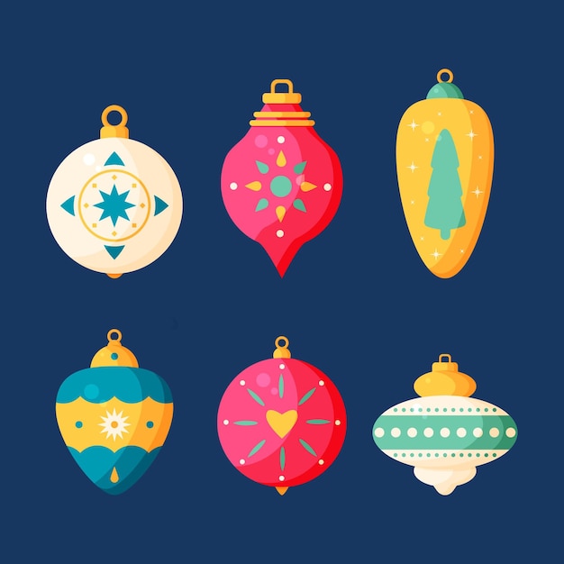 Flat christmas ball ornaments collection