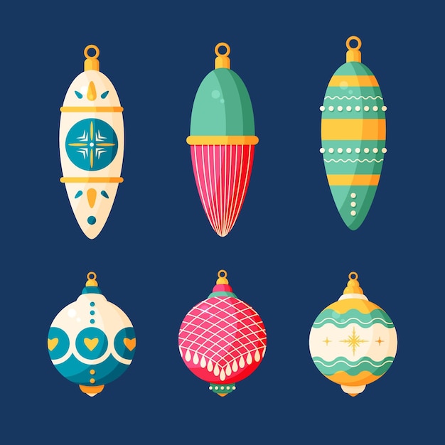 Flat christmas ball ornaments collection