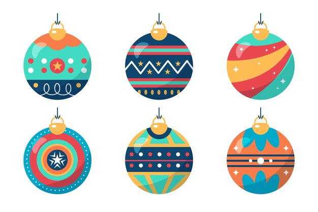 Flat christmas ball ornaments collection