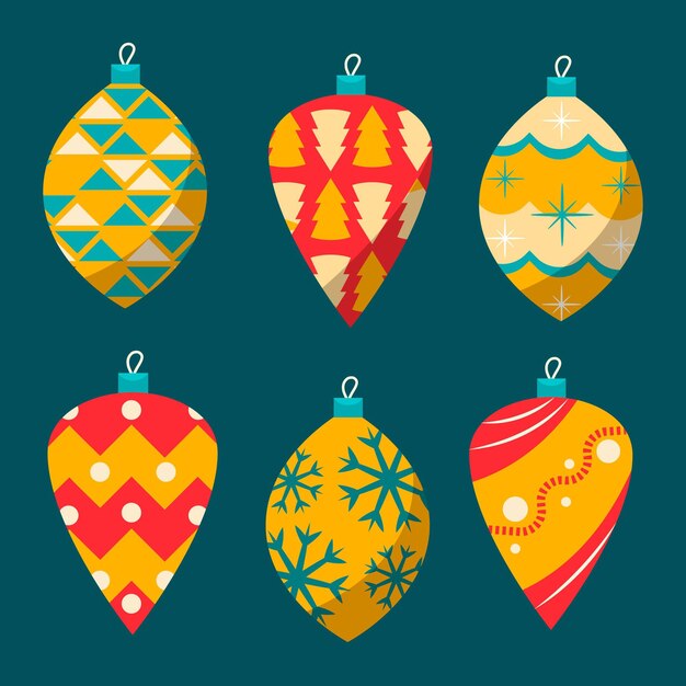 Flat christmas ball ornaments collection