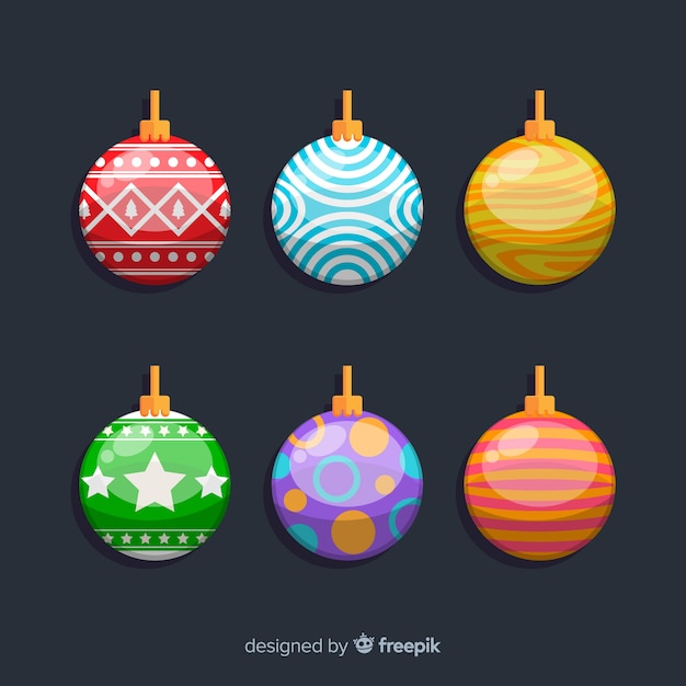 Flat christmas balls in various colours