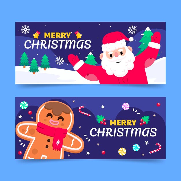 Flat christmas banners set