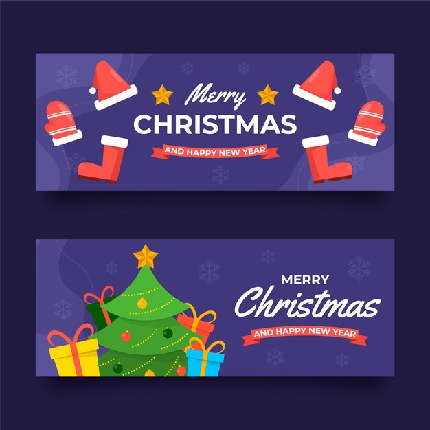 Flat christmas banners set