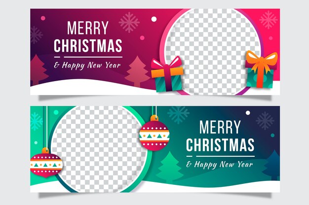 Flat christmas banners template