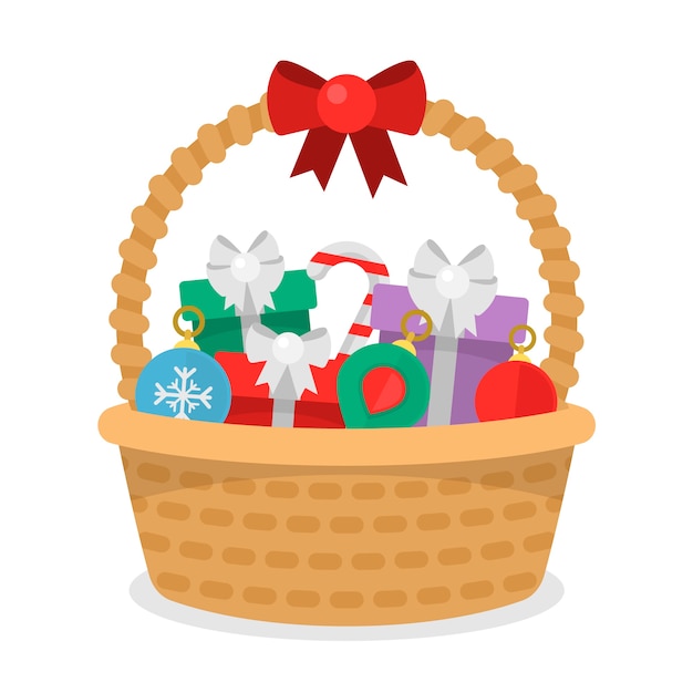 Free Vector flat christmas basket illustration