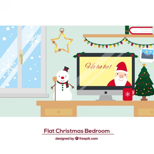 Free Vector flat christmas bedroom