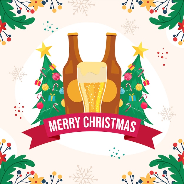 Free Vector flat christmas beer illustration