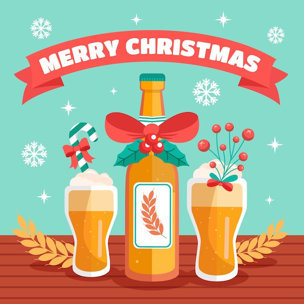 Free Vector flat christmas beer illustration