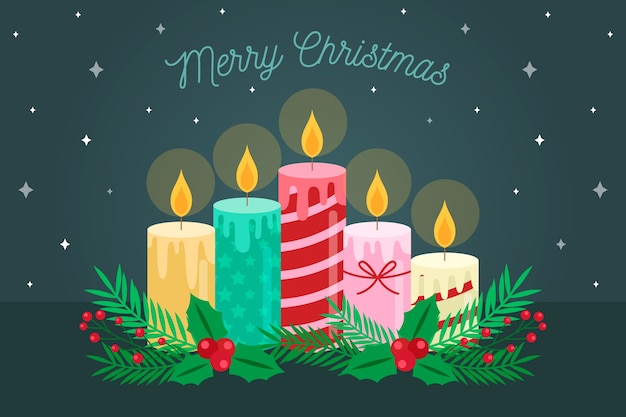 Flat christmas candle background