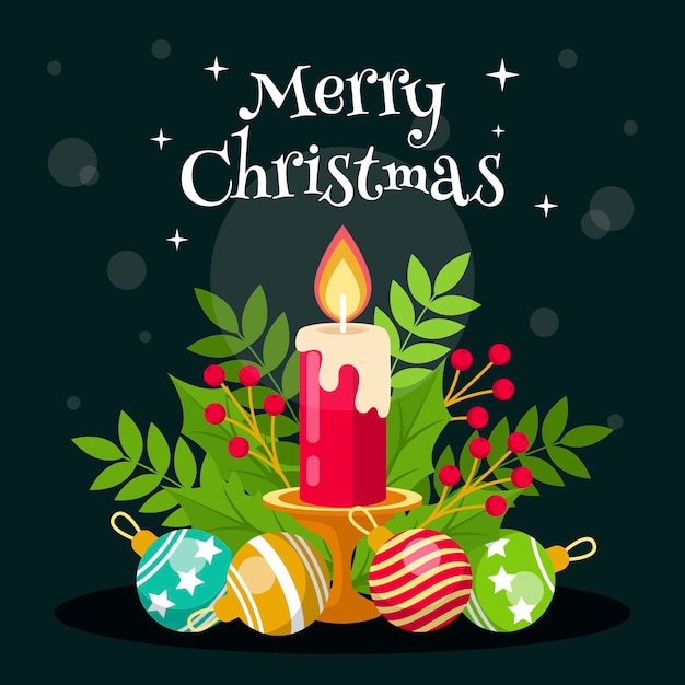 Flat christmas candle background