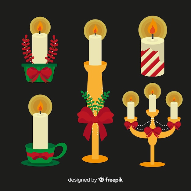 Flat christmas candles collection