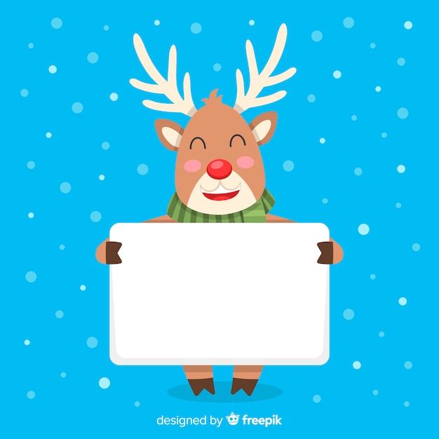 Free Vector flat christmas character holding white empty card