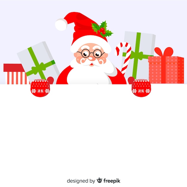 Free Vector flat christmas character holding white empty card