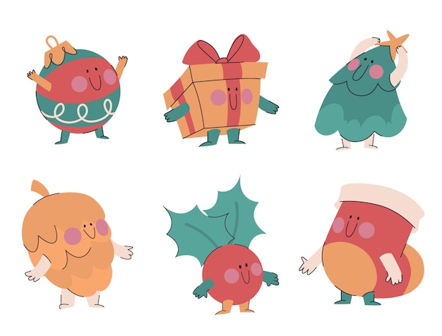 Free Vector flat christmas characters collection