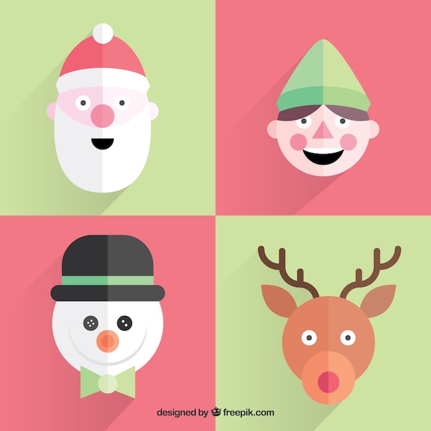 Free vector flat christmas characters