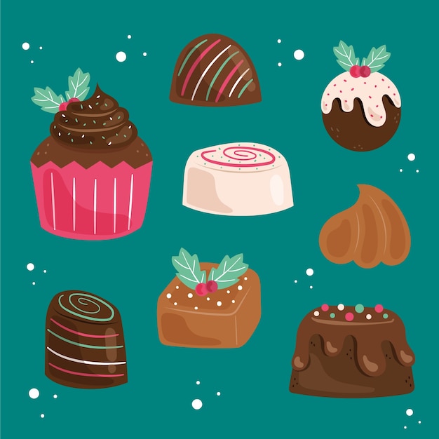 Free Vector flat christmas chocolates collection