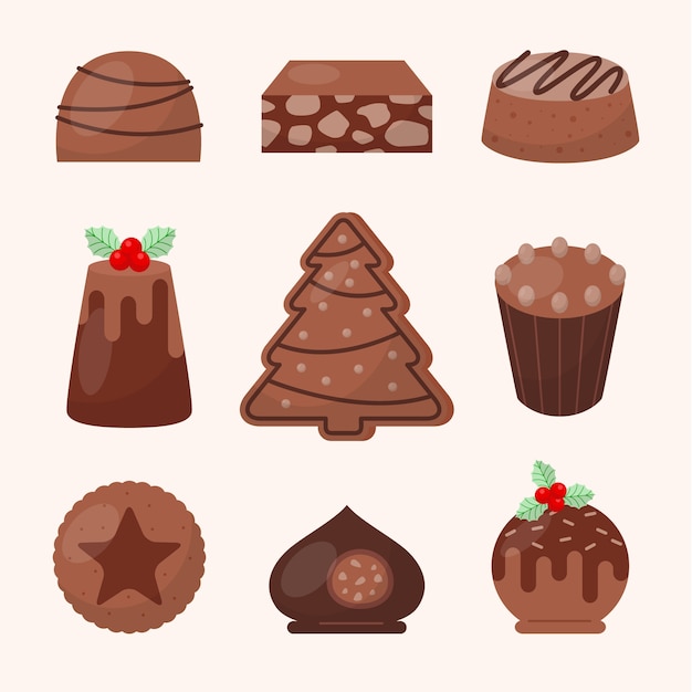 Free Vector flat christmas chocolates collection