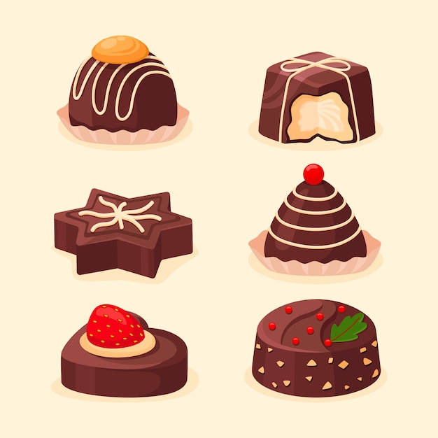 Flat christmas chocolates collection