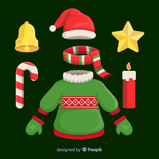 Free Vector flat christmas clothing collection