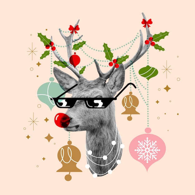 Free Vector flat christmas collage illustration