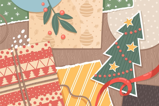 Free Vector flat christmas collage template