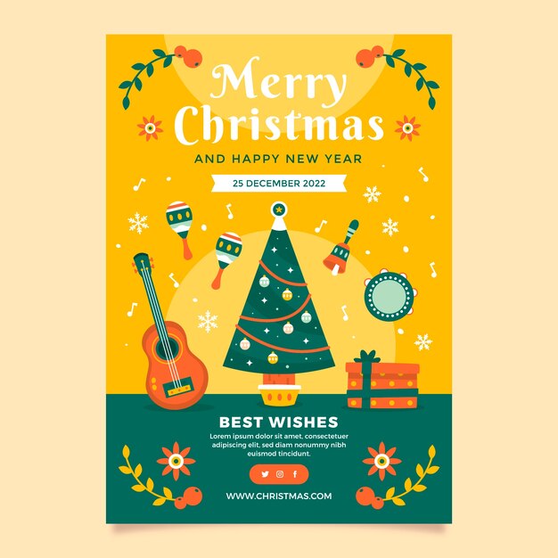 Flat christmas concert poster template